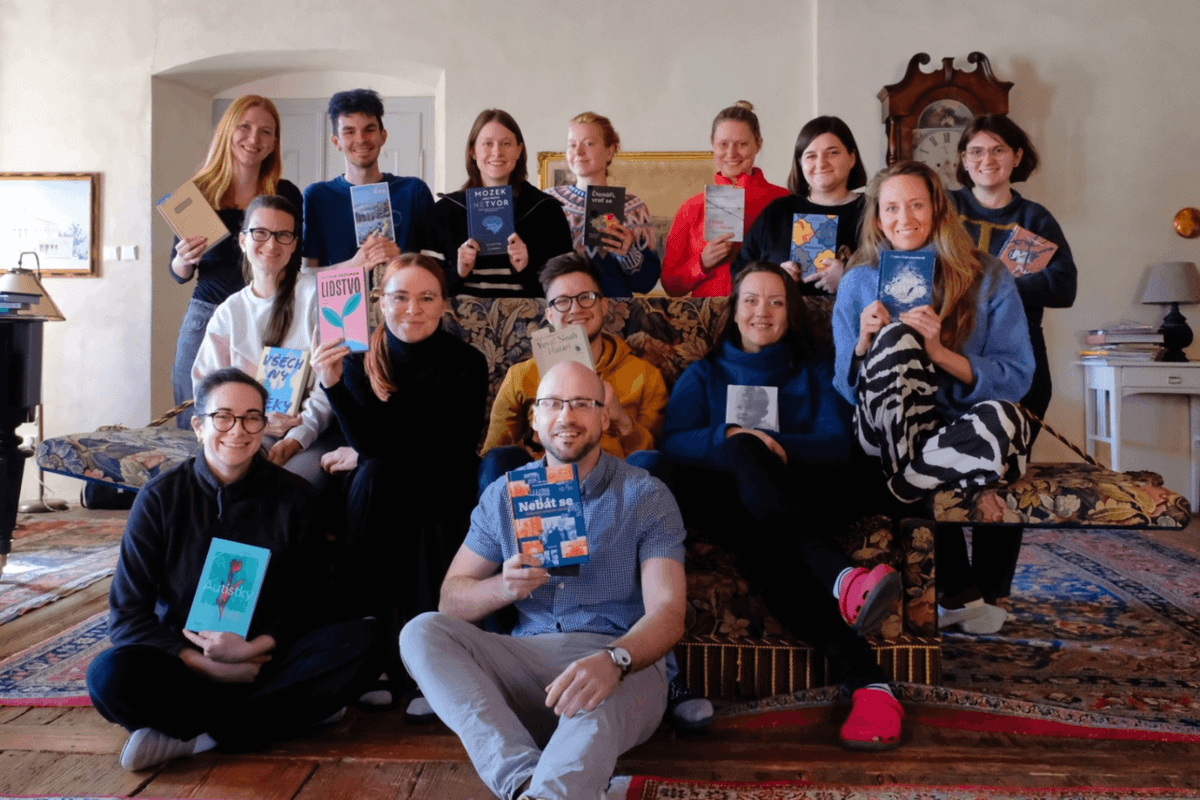 Group of happy readers